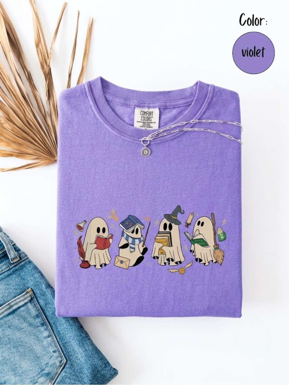 Comfort Colors Violet Dog Ghosts Graphic Tee